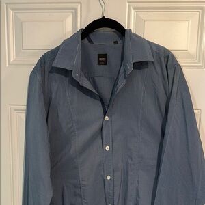 Hugo Boss Blue Button-Up Shirt